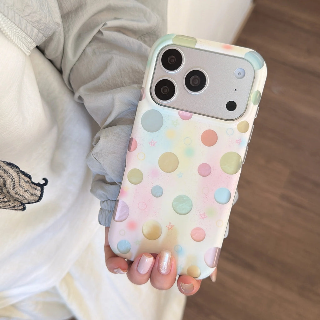 Stylish IMD Round Edge Skin-friendly Macaron Gradient Polka Dot Anti-drop Phone Case for iPhone 18 Pro Max 17 16 15 14 13