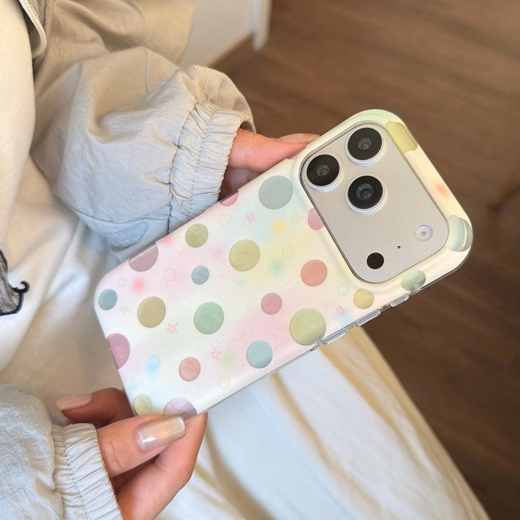 Stylish IMD Round Edge Skin-friendly Macaron Gradient Polka Dot Anti-drop Phone Case for iPhone 18 Pro Max 17 16 15 14 13