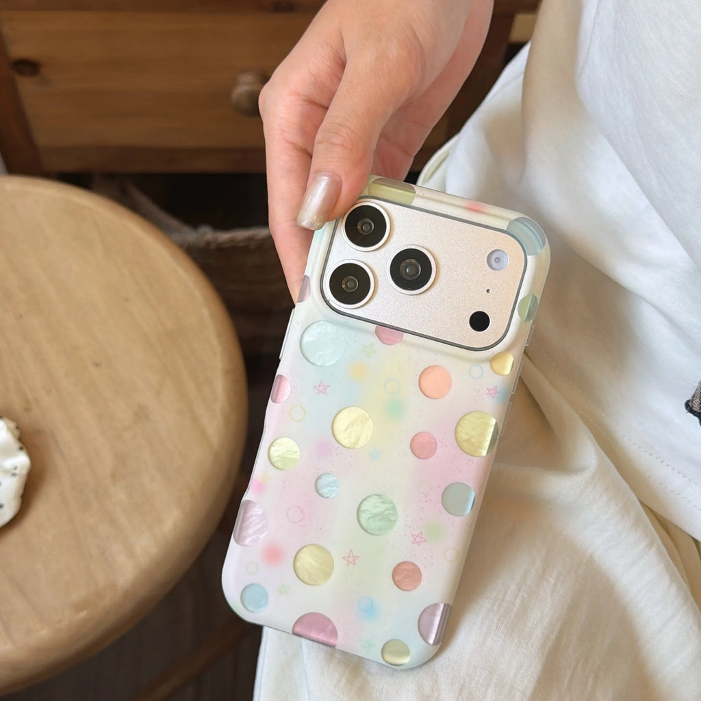 Stylish IMD Round Edge Skin-friendly Macaron Gradient Polka Dot Anti-drop Phone Case for iPhone 18 Pro Max 17 16 15 14 13