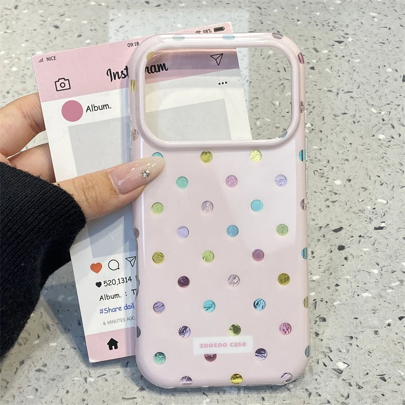 INS Korean Colorful Point Phone Case For Iphone 18 17 17Pro 17ProMax 16Pro 13 14 15 16 Pro Max 15Pro 14ProMax Phone Cover Fundas