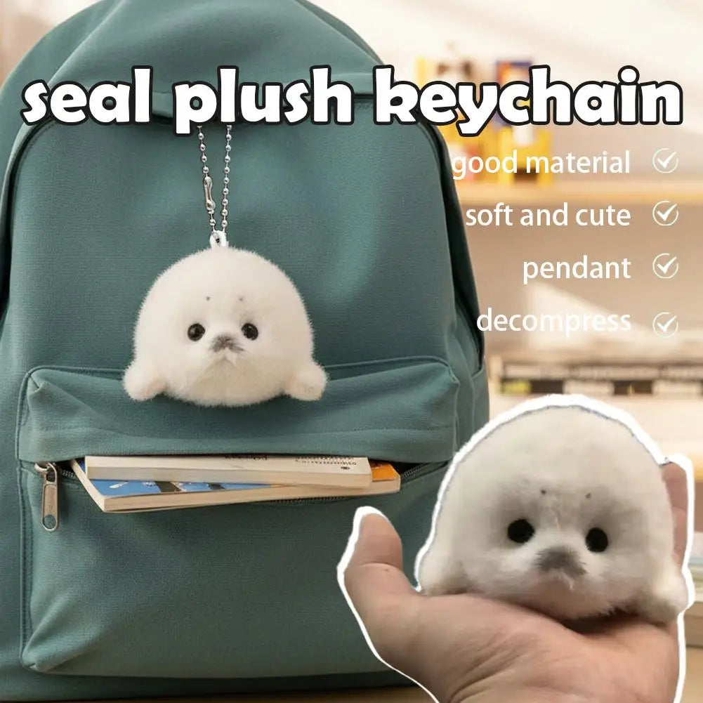 Mini Seal Plush Toy Soft Kawaii Seal Plush Animal Pendant Keychain Car Ornaments Fashion Stuffed Doll Keyring Accessories