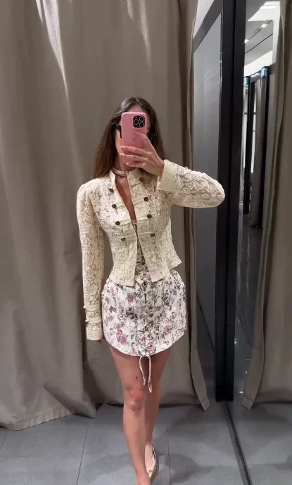 Floral Printed Off The Shoulder Lace‑up Mini Dress Strapless Waist-cinching Corset Short Dresses 2026 New Women's Party Outfits