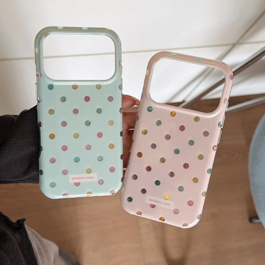 Fashion Colorful Sparkling Polka Dot Pattern Rounded Edge Design Shockproof Phone Cover Case for iPhone 18 17 16 15 Pro Max