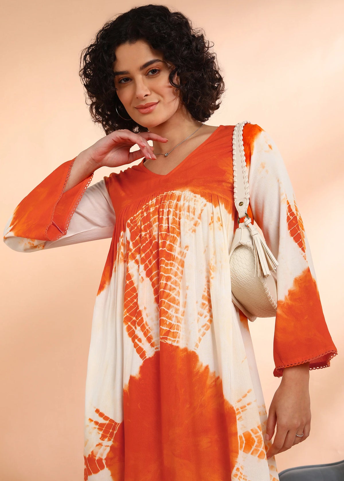 Women Midi Hand Tie Dye Rayon A-Line Flared Dress Quick Dry Breathable Eco-Friendly Summer Party Casual Daily Wear