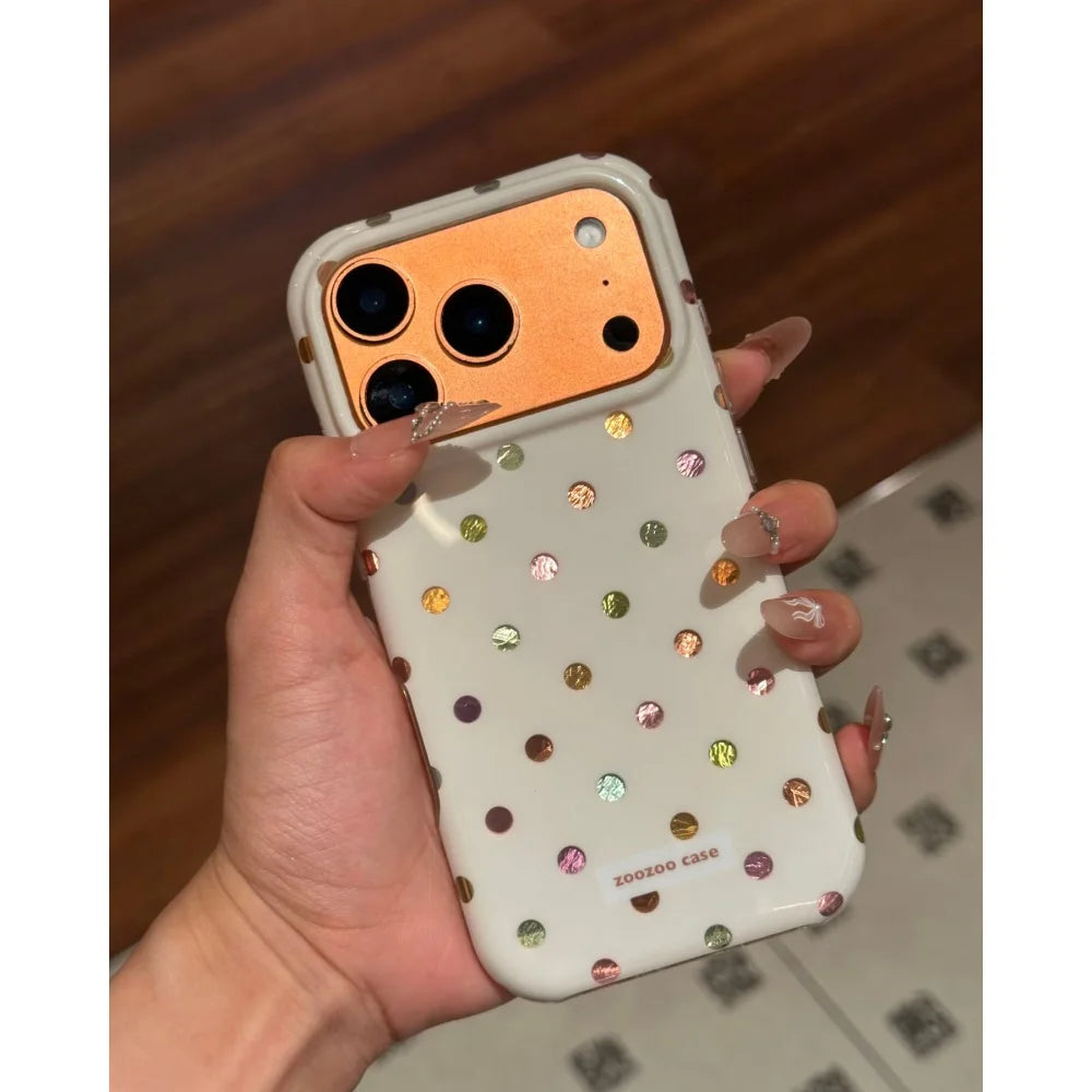 Korean INS Dopamine Colorful Polka Dot Case For iphone 17 16 15 14 Pro Max 17 16 Silicone Shockproof Protective Hard Back Cover