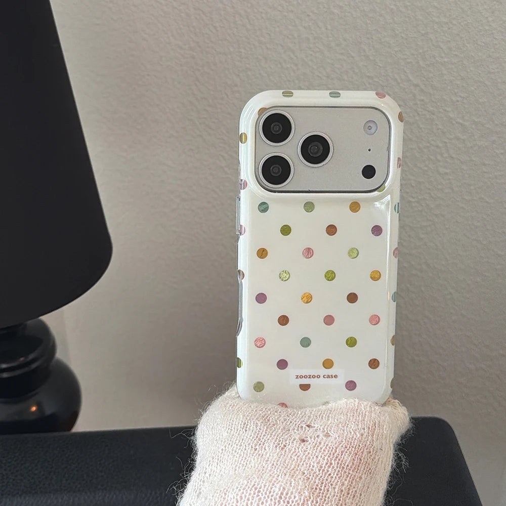 Luxury Colorful Polka Dot Glitter Glacial Pattern Phone Case for IPhone 17 Pro Max 16 14 15 Pro Max 13 Pro Blingbling Soft Cover