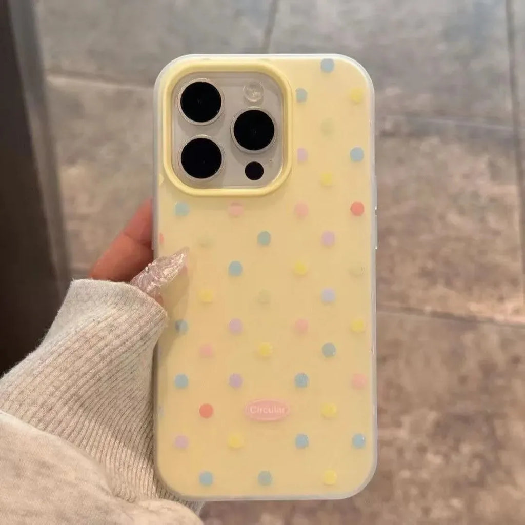 Cute Colorful polka dots Silicone Matte Candy Color 2 in 1 Phone Case for iPhone 17 Air 16e 16 15 14 13 Plus 12 11 Pro X XR Max