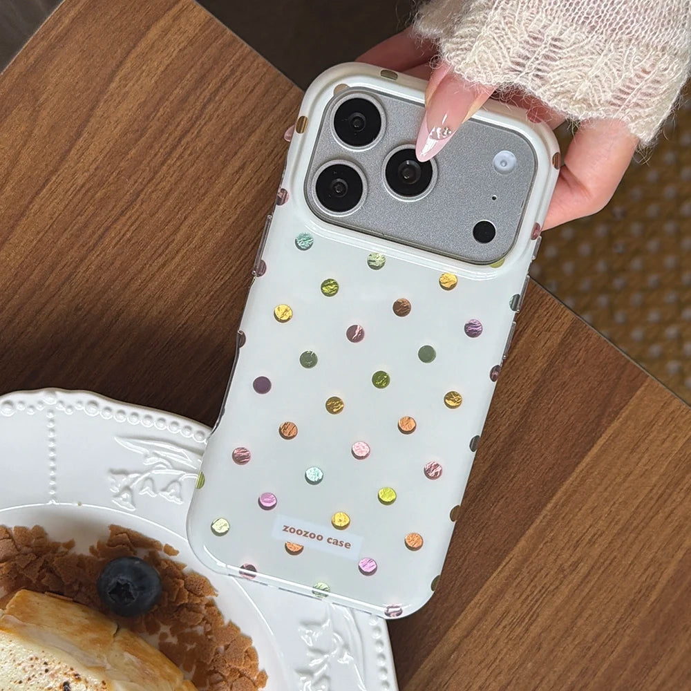 Luxury Colorful Polka Dot Glitter Glacial Pattern Phone Case for IPhone 17 Pro Max 16 14 15 Pro Max 13 Pro Blingbling Soft Cover