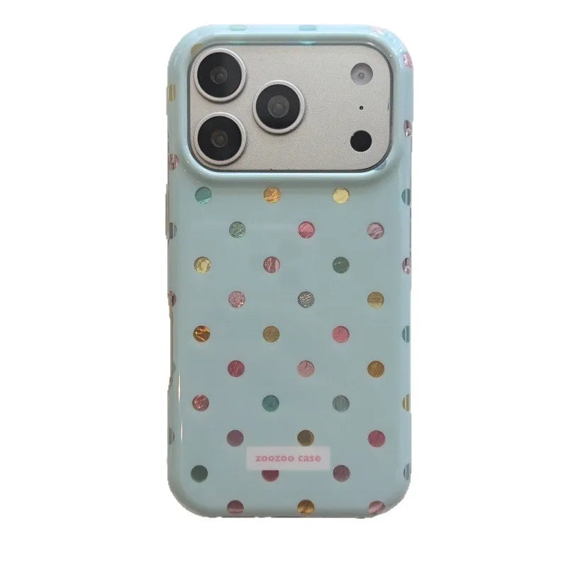 Fashion Colorful Sparkling Polka Dot Pattern Rounded Edge Design Shockproof Phone Cover Case for iPhone 18 17 16 15 Pro Max
