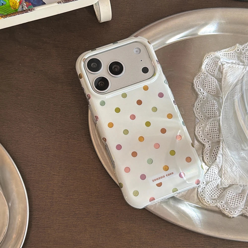 Luxury Colorful Polka Dot Glitter Glacial Pattern Phone Case for IPhone 17 Pro Max 16 14 15 Pro Max 13 Pro Blingbling Soft Cover