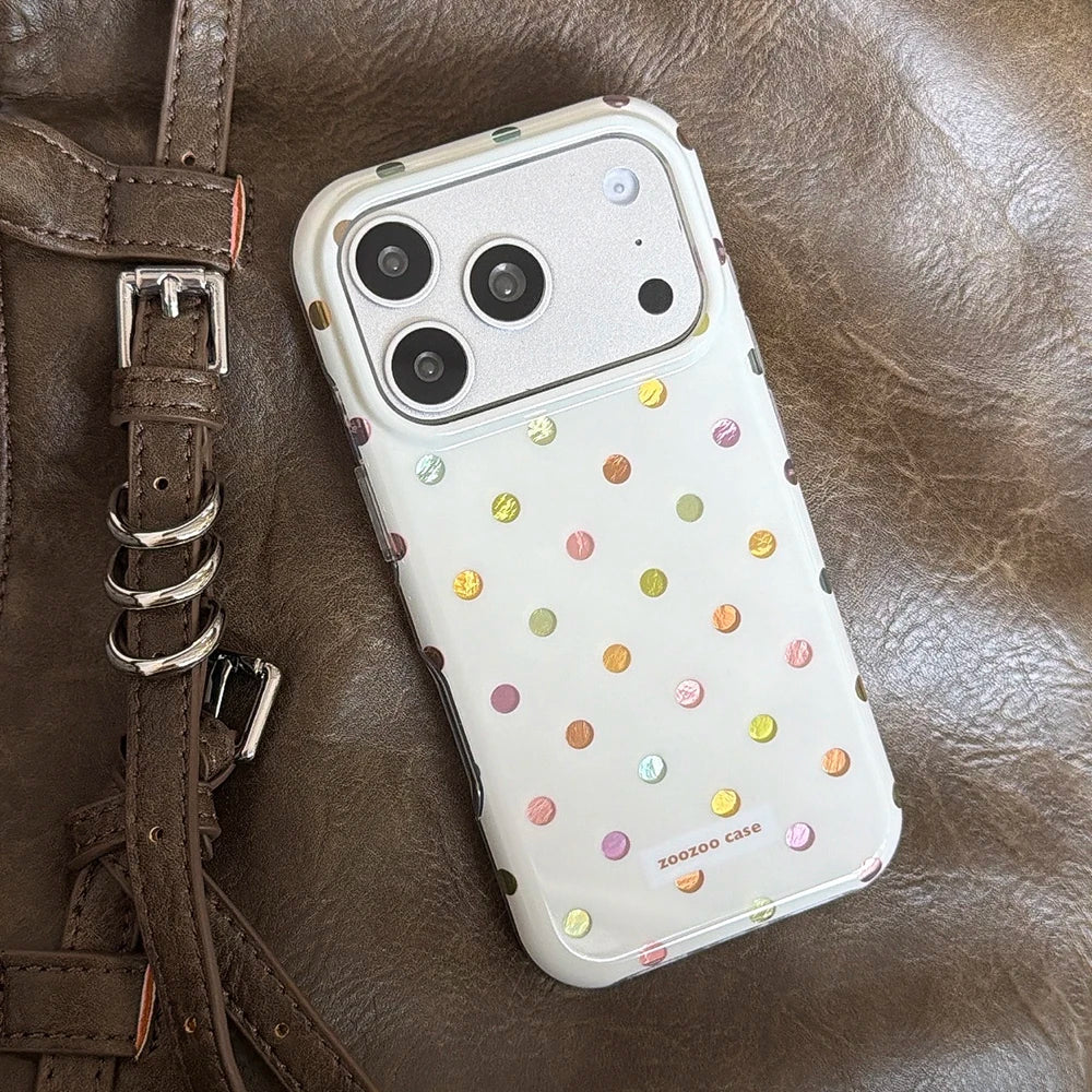 Luxury Colorful Polka Dot Glitter Glacial Pattern Phone Case for IPhone 17 Pro Max 16 14 15 Pro Max 13 Pro Blingbling Soft Cover