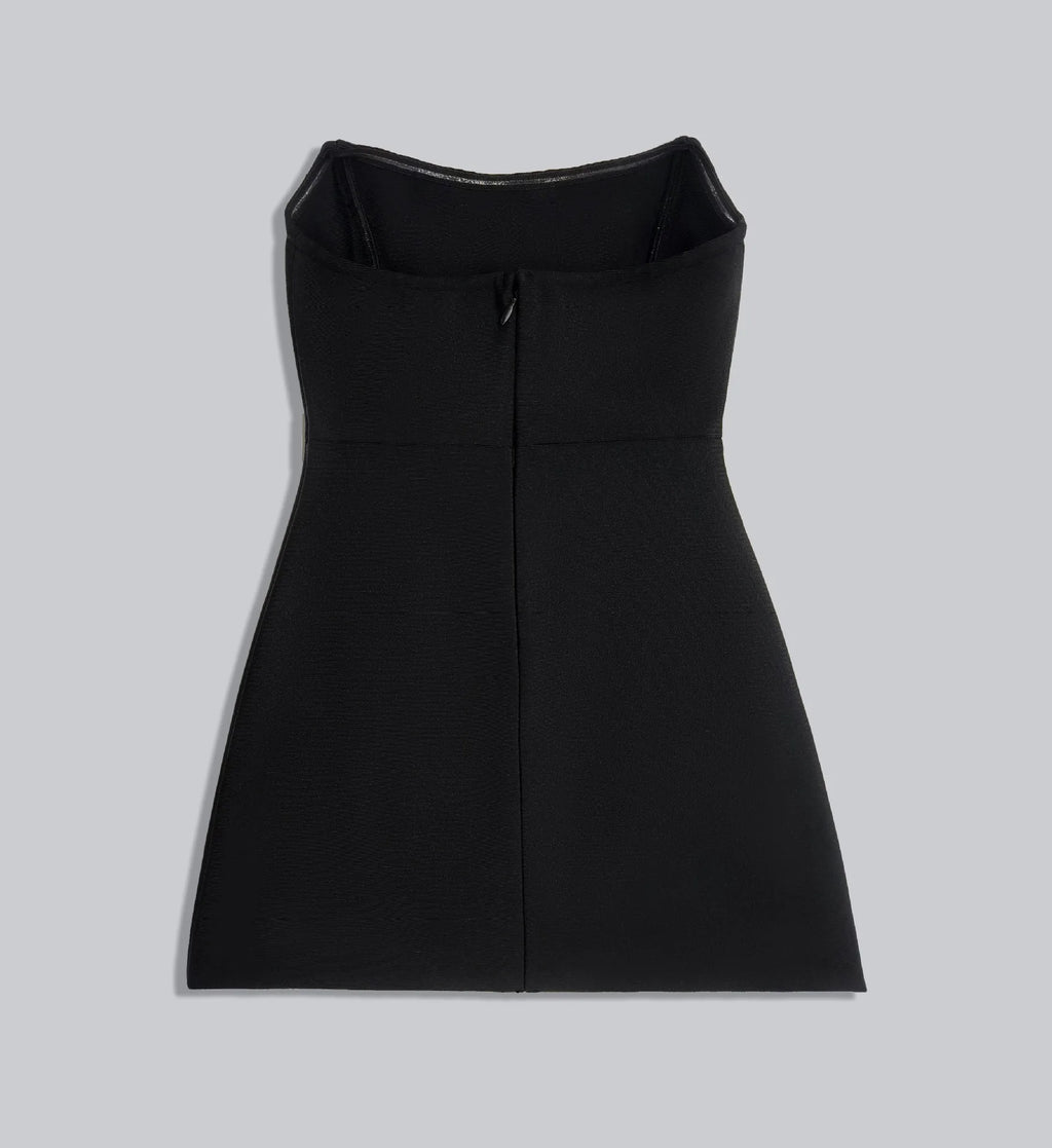 2025 New Spring Black Color Women Sexy Strapless Colorful Crystal Bodycon Mini Bandage Dress Nightclub Party Celebrate Outfit